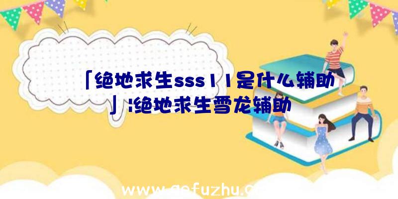 「绝地求生sss11是什么辅助」|绝地求生雪龙辅助